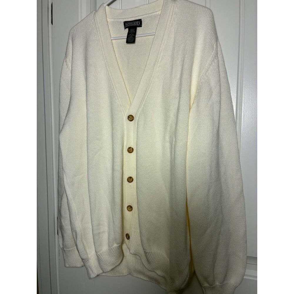 Men Large Button Down Cardigan Land's End